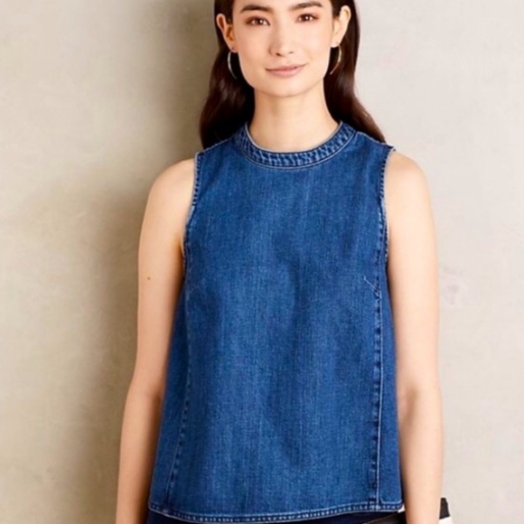 Anthropologie Tops - Anthropologie Holding Horses denim swing tank top